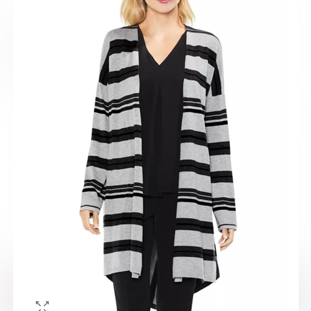 Vince Camuto Gray and Black Knit Duster Cardigan Sweater